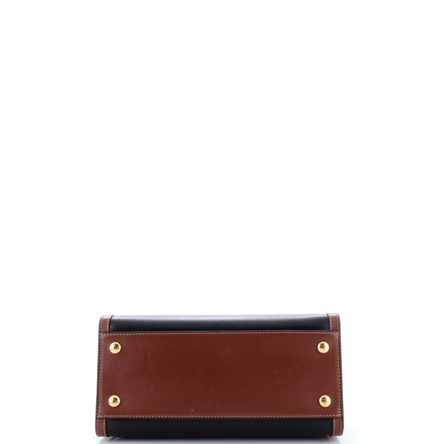 Title Two Handle Tote Leather with Vintage Check Canvas Mini