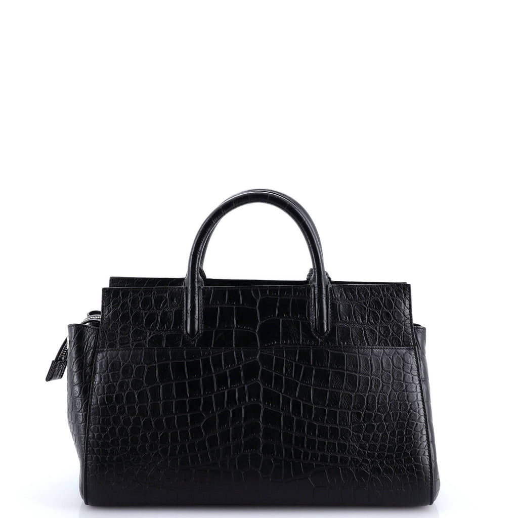 Rive Gauche Cabas Crocodile Embossed Leather Small