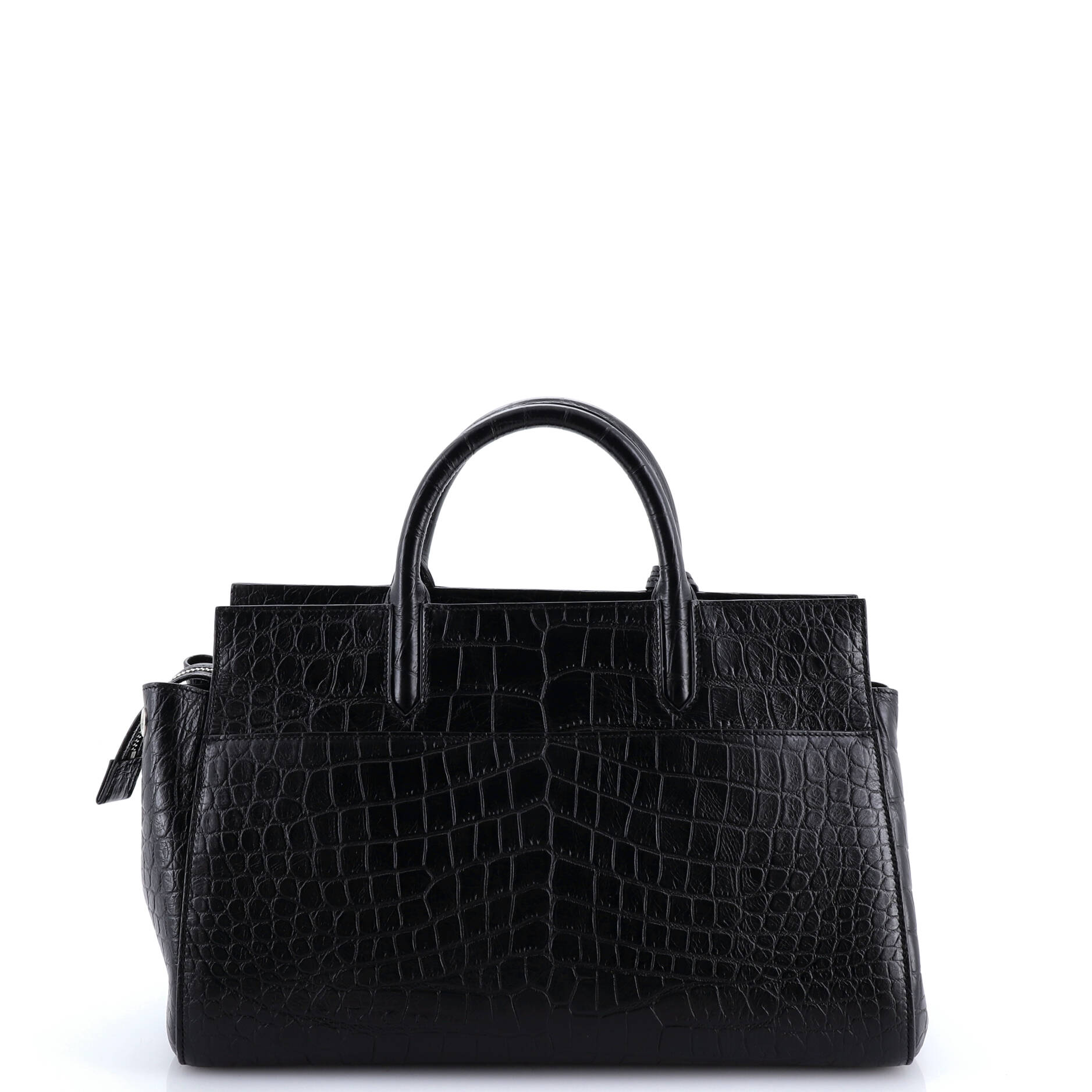 Rive Gauche Cabas Crocodile Embossed Leather Small