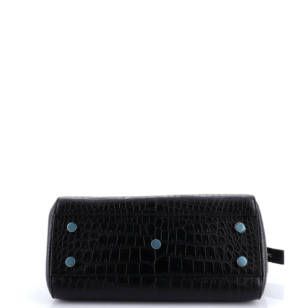 Rive Gauche Cabas Crocodile Embossed Leather Small
