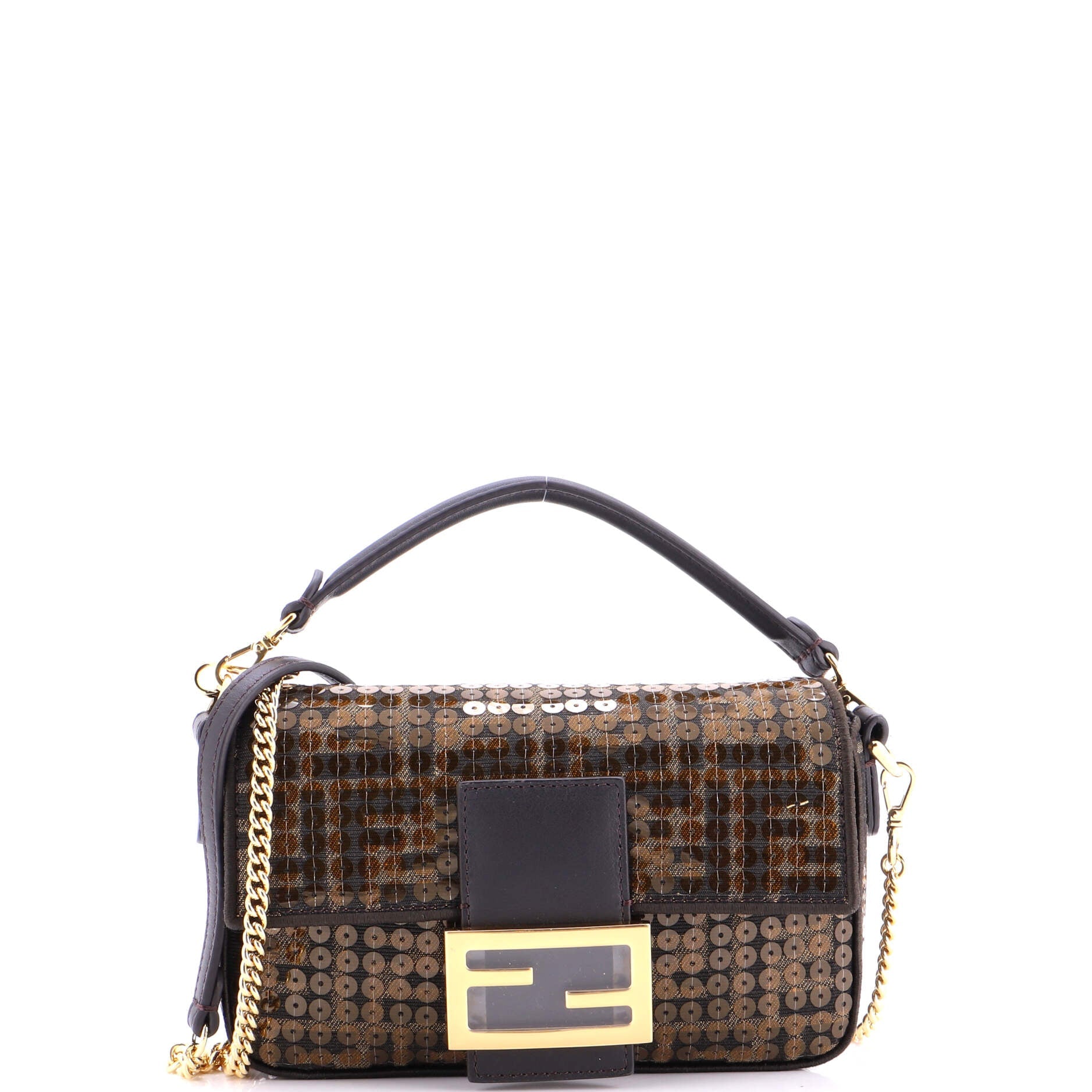 Baguette NM Bag Sequin Embellished Zucca Canvas Mini