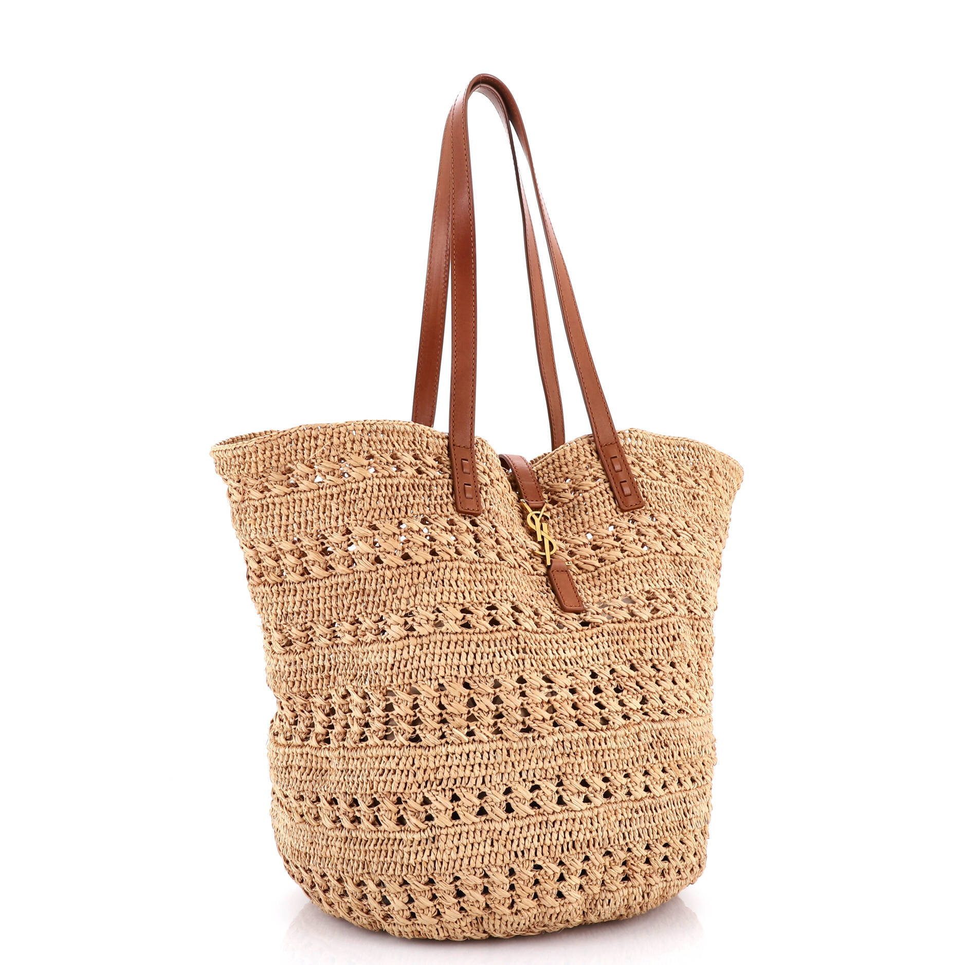 Panier Monogram Basket Shopper Raffia Medium