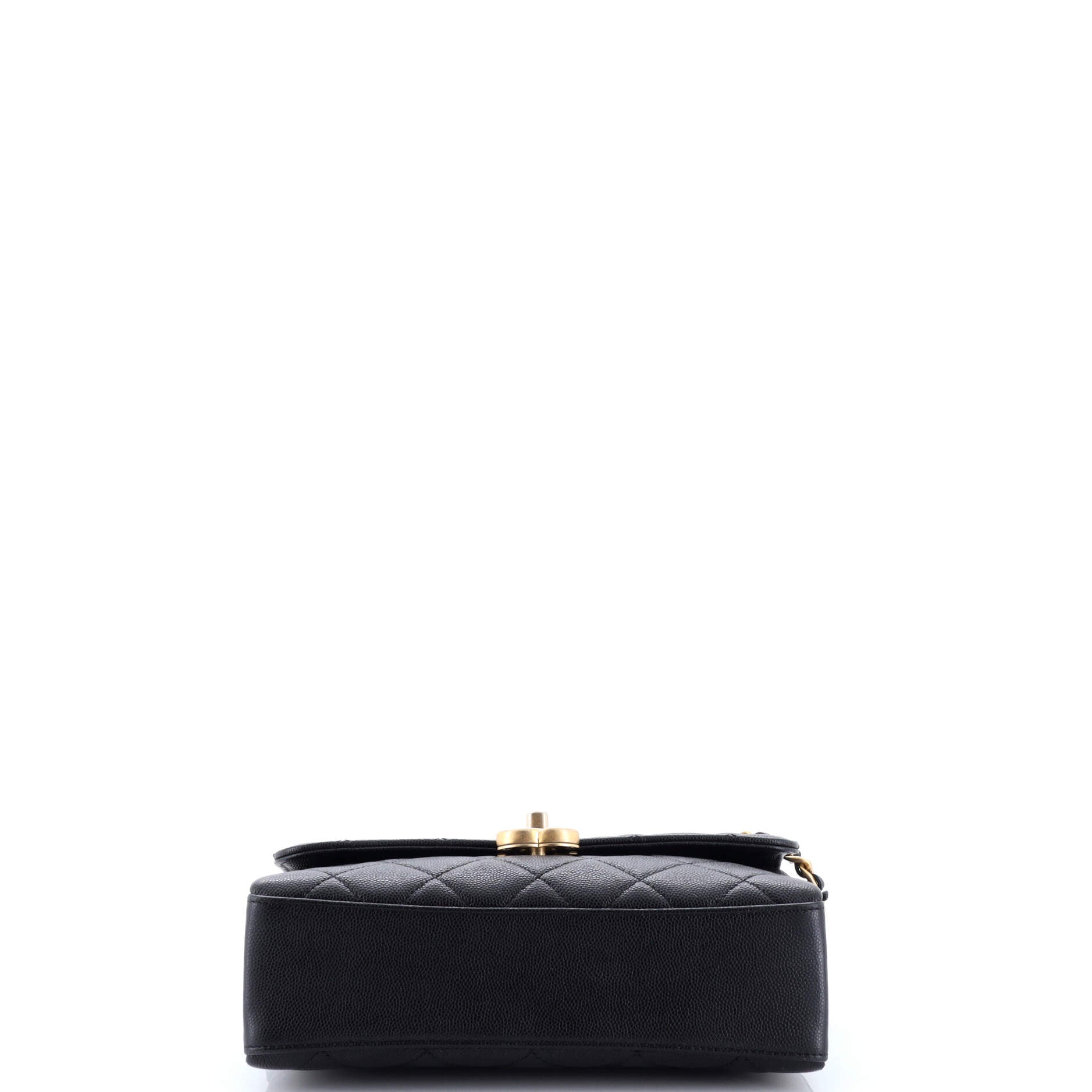 Carry Me Top Handle Flap Bag Quilted Caviar Small