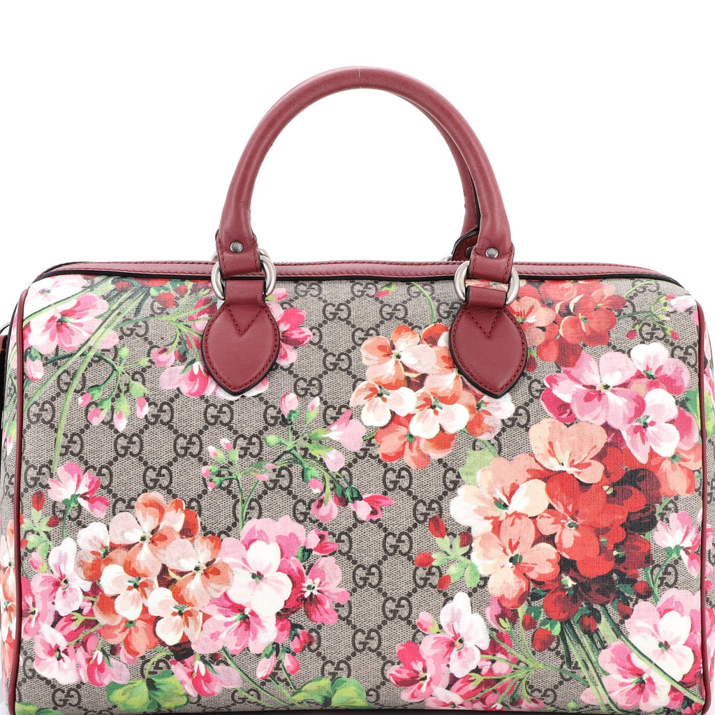 Convertible Boston Bag Blooms Print GG Coated Canvas Medium