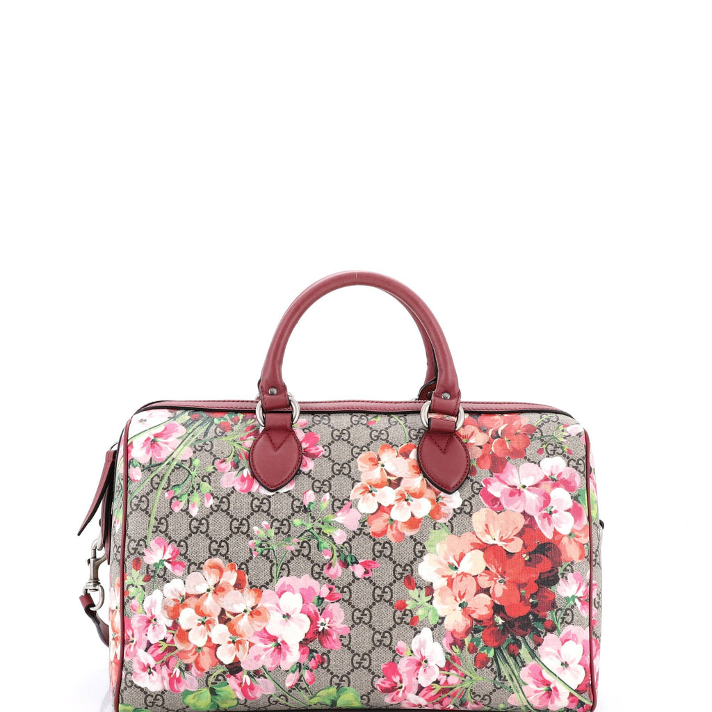 Convertible Boston Bag Blooms Print GG Coated Canvas Medium