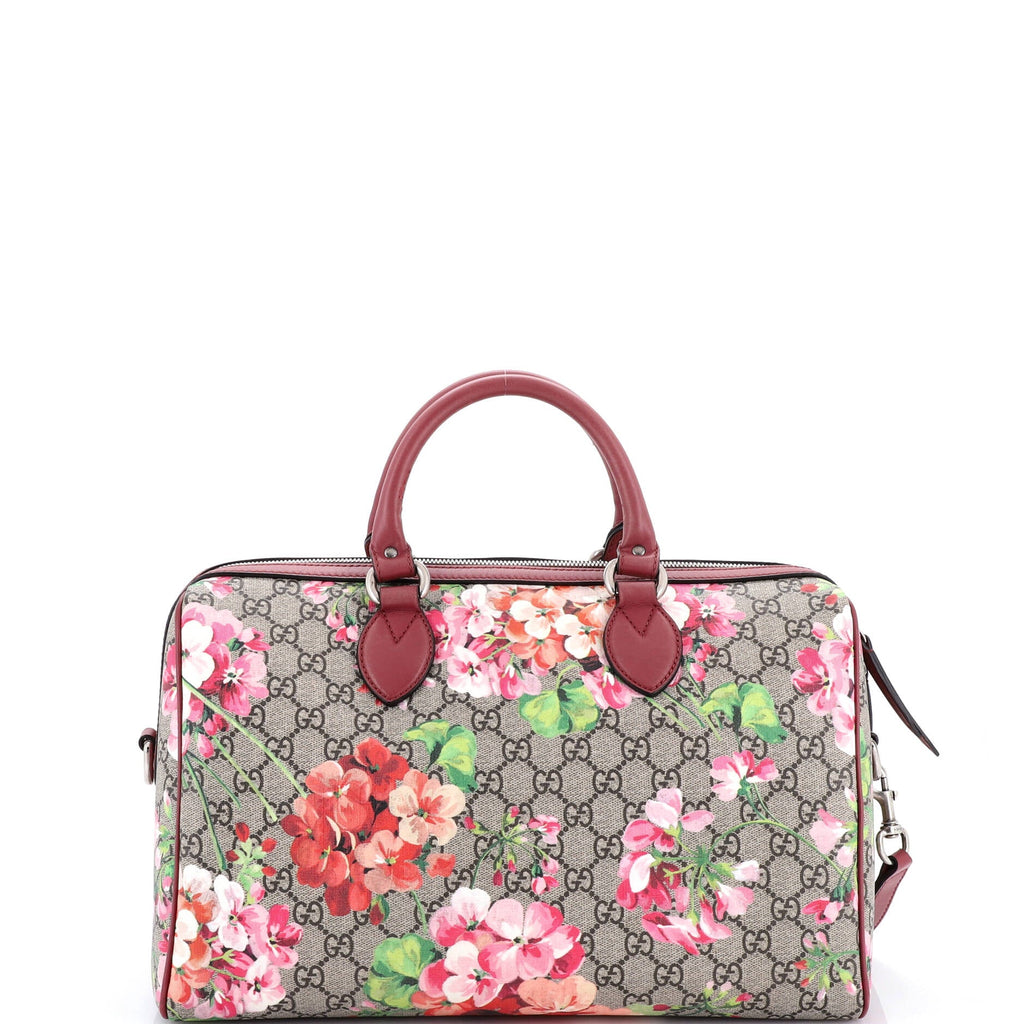 Convertible Boston Bag Blooms Print GG Coated Canvas Medium