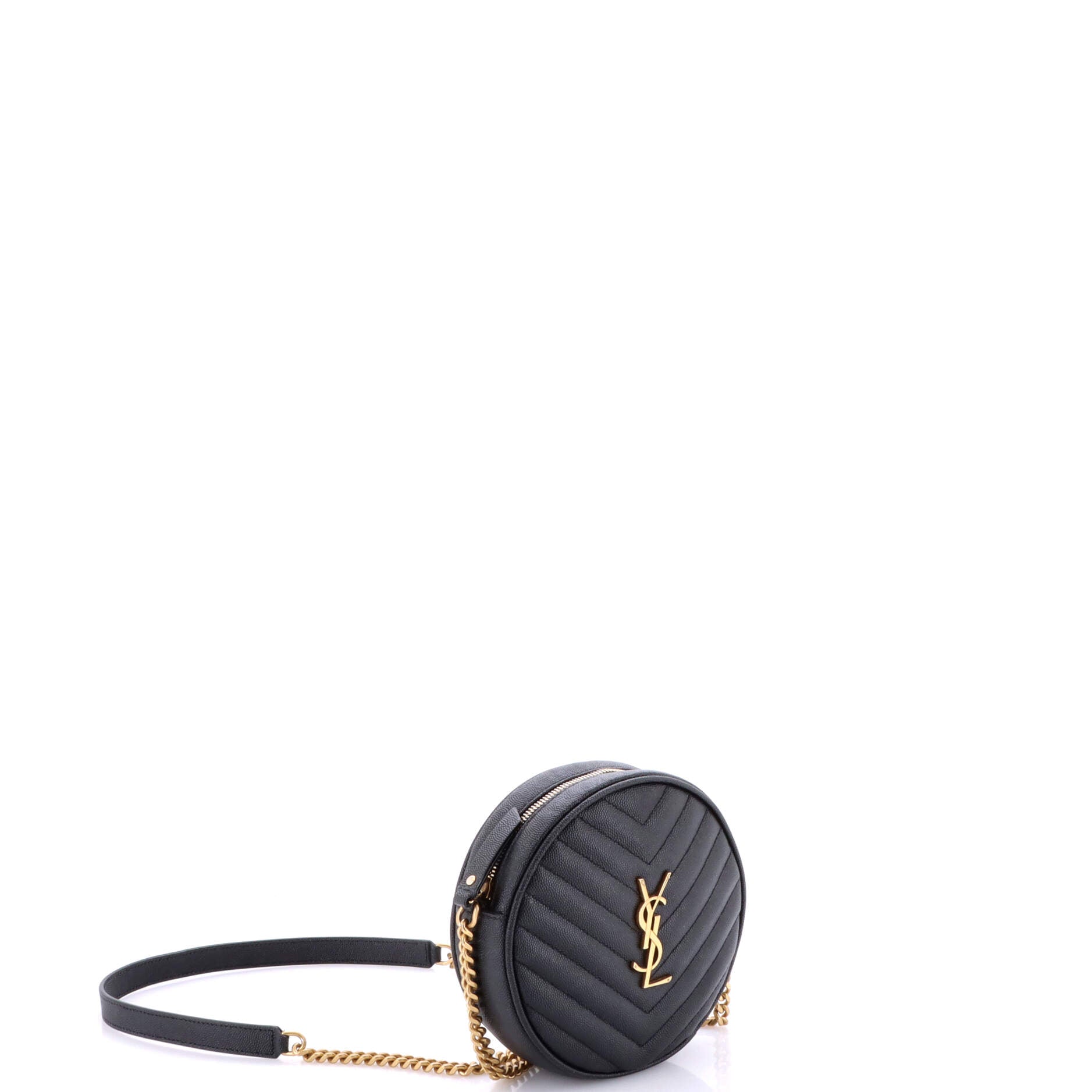 Vinyle Round Camera Bag Matelasse Chevron Leather