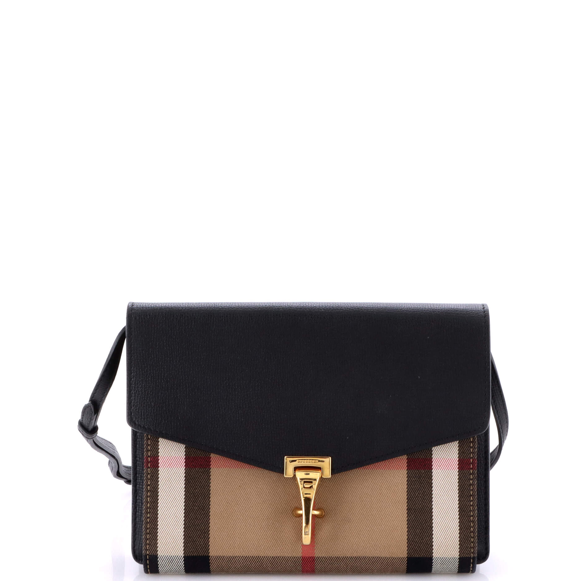 Macken Crossbody Bag Leather and House Check Canvas Small