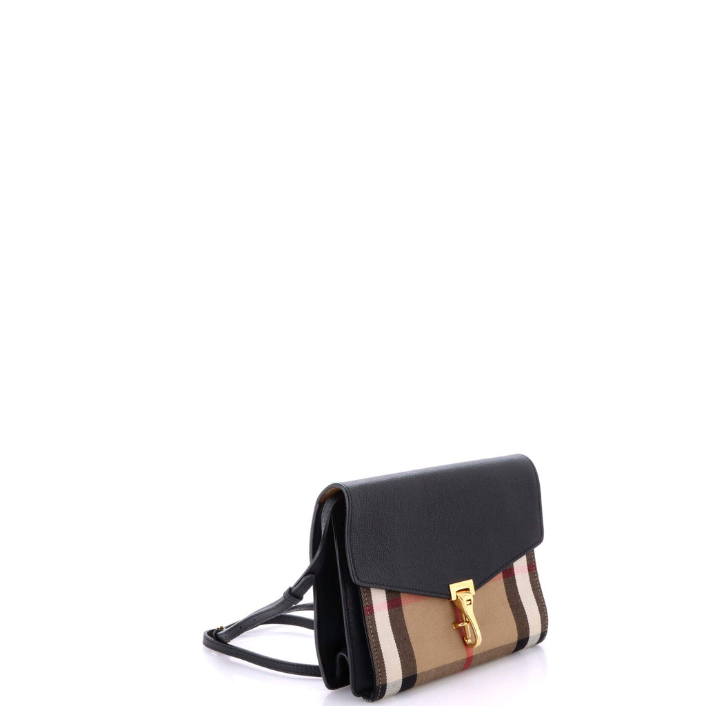 Macken Crossbody Bag Leather and House Check Canvas Small
