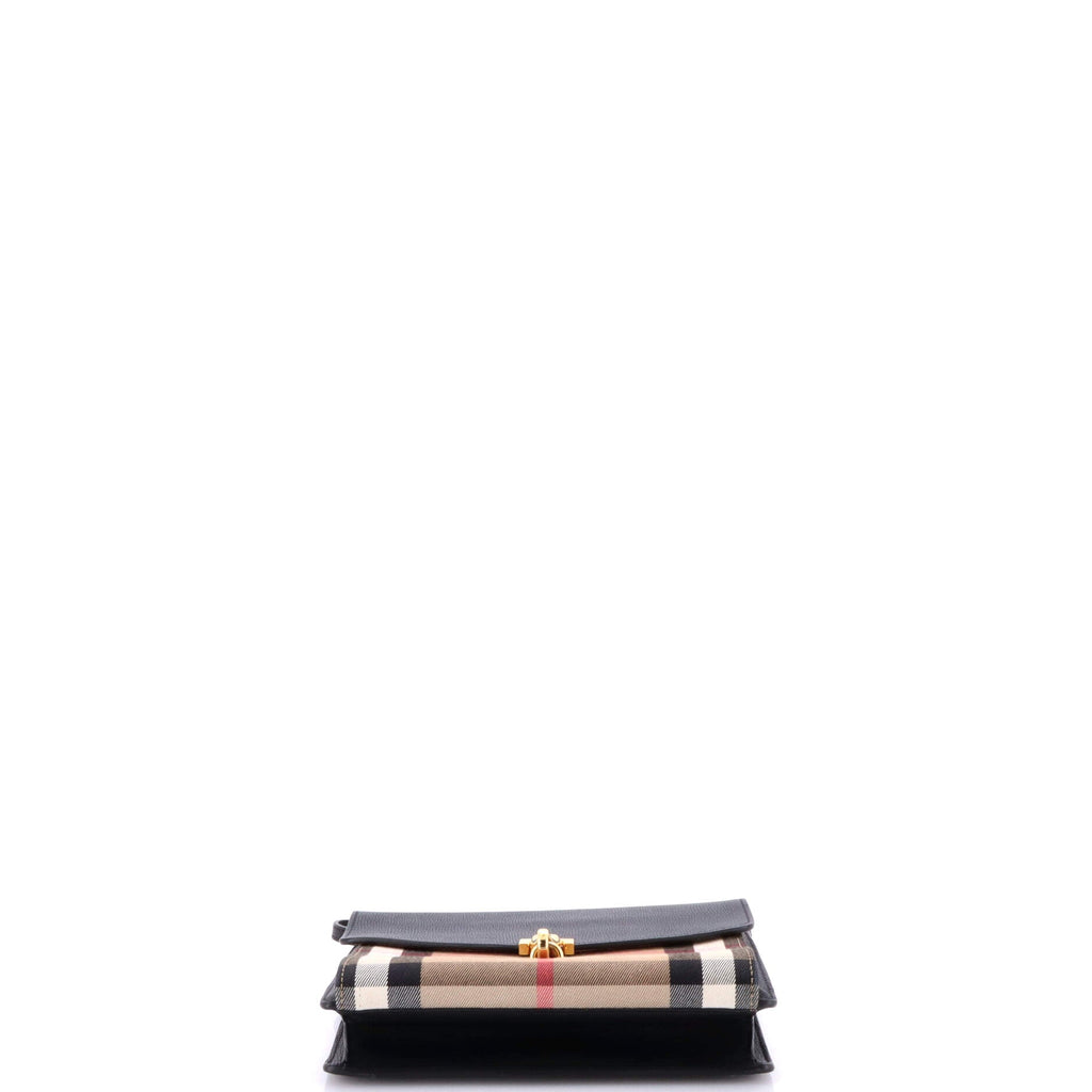 Macken Crossbody Bag Leather and House Check Canvas Small