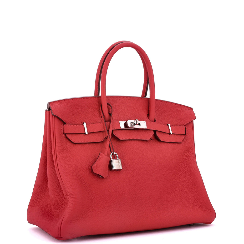 Birkin Handbag Rouge Casaque Clemence with Palladium Hardware 35