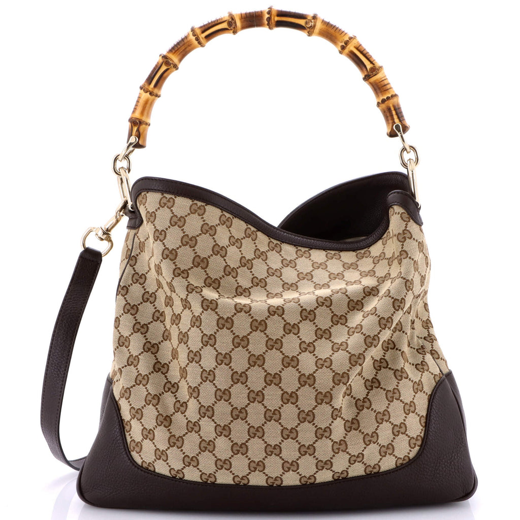 Diana Bamboo Shoulder Bag GG Canvas Medium