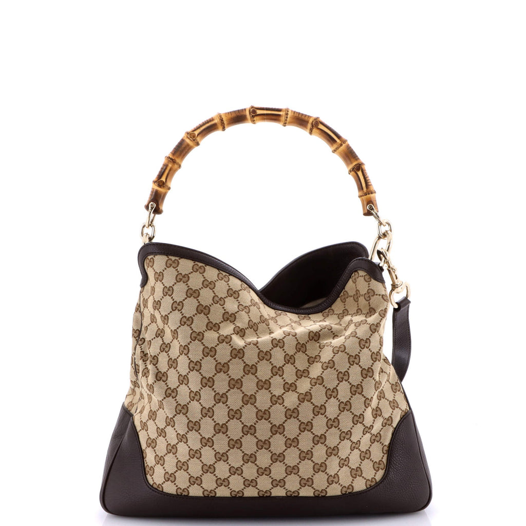 Diana Bamboo Shoulder Bag GG Canvas Medium