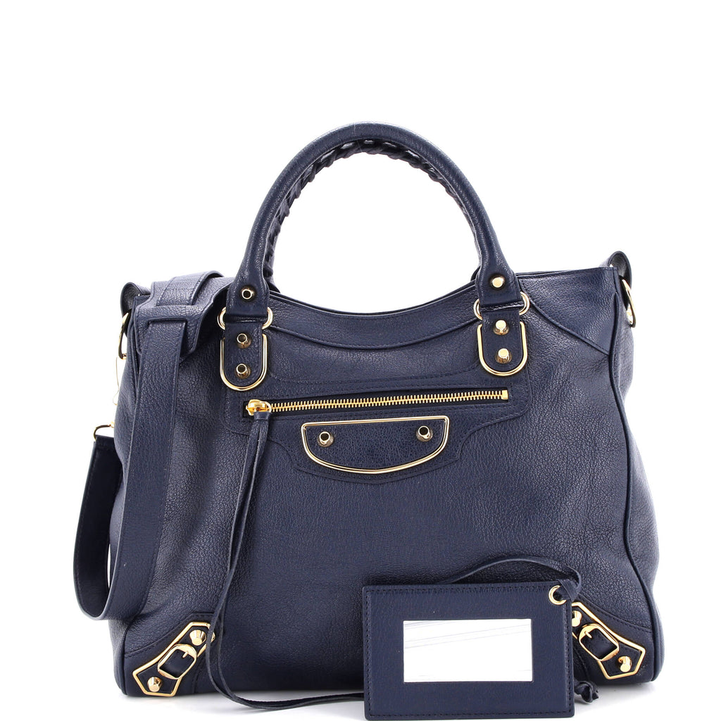 City Classic Metallic Edge Bag Leather Medium