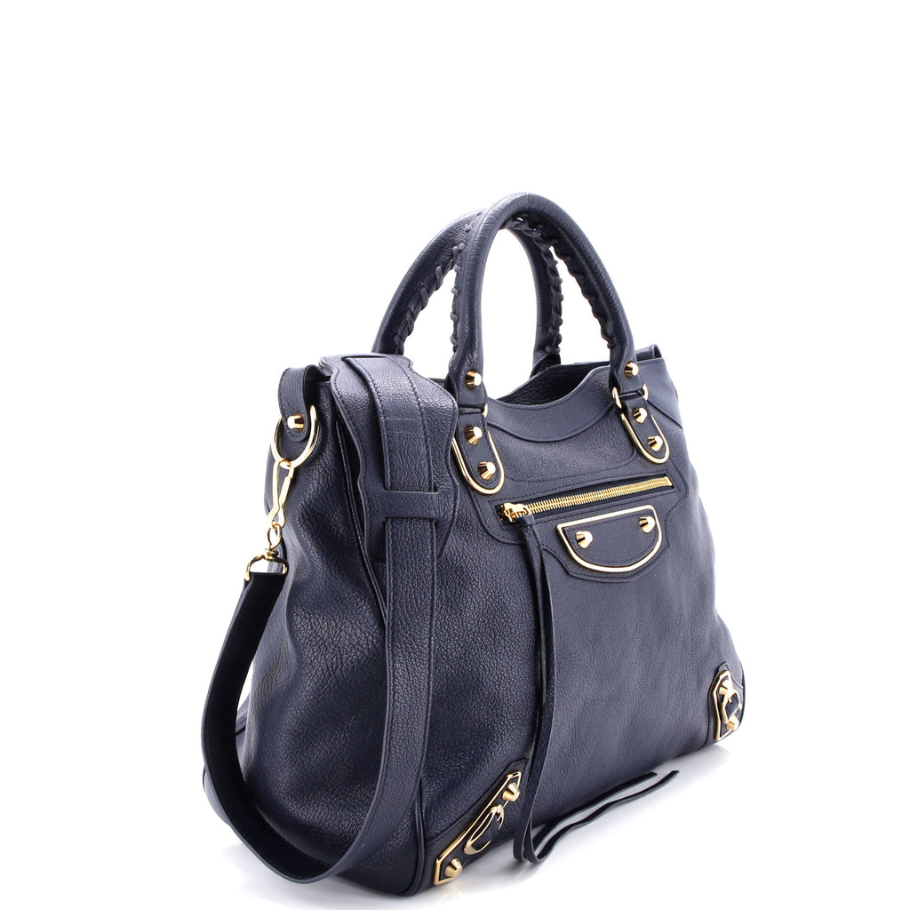 City Classic Metallic Edge Bag Leather Medium