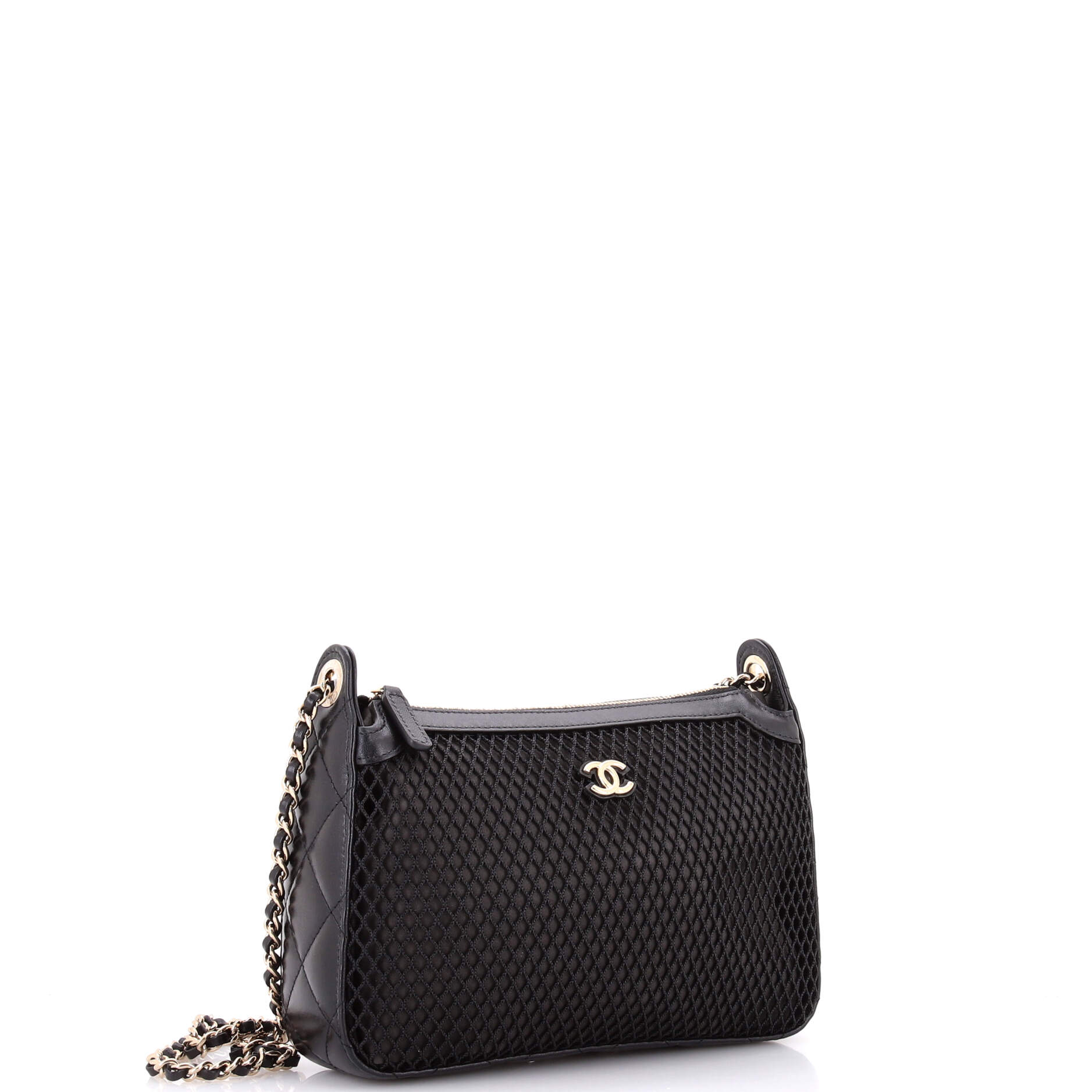 Clutch with Chain Mesh with Quilted Lambskin