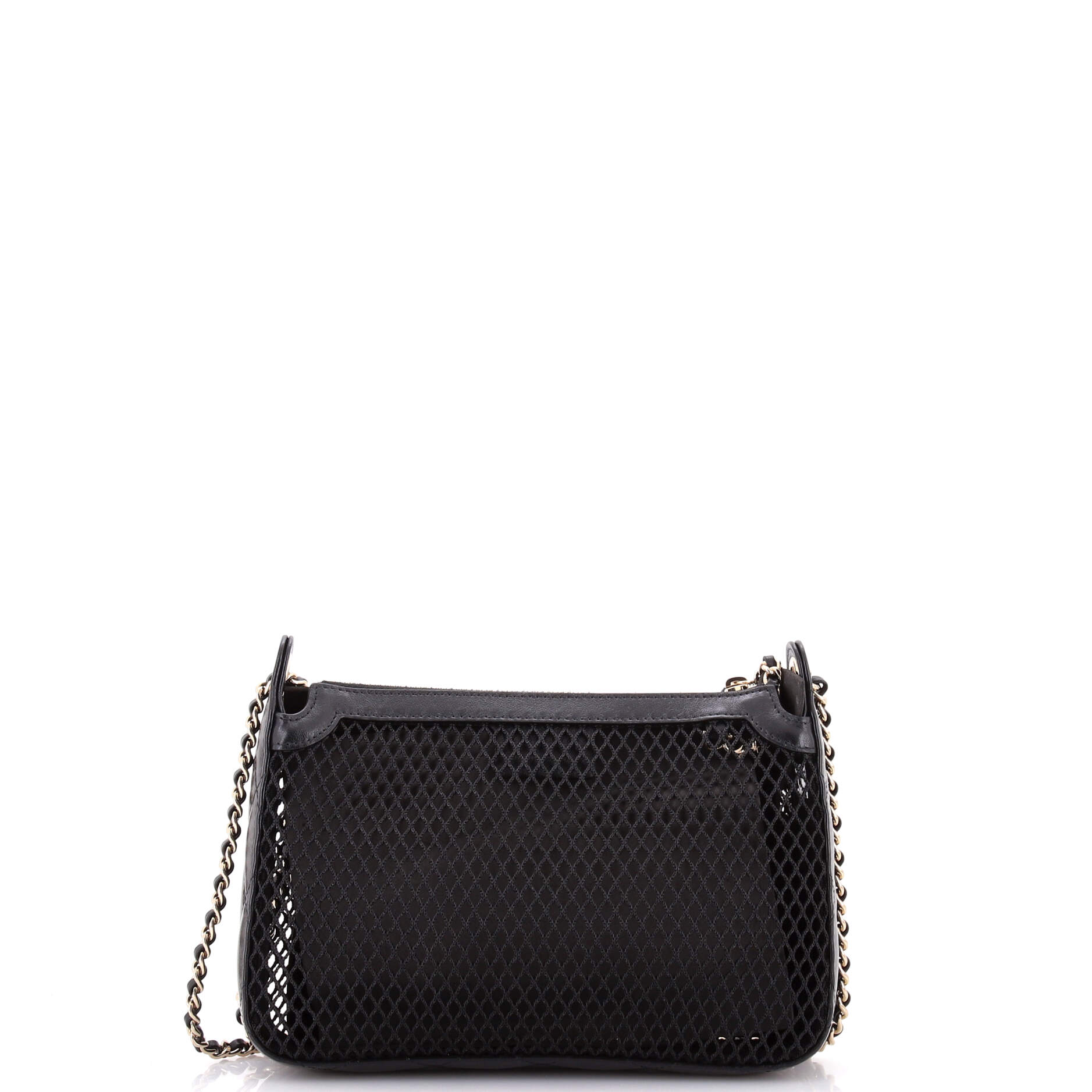 Clutch with Chain Mesh with Quilted Lambskin