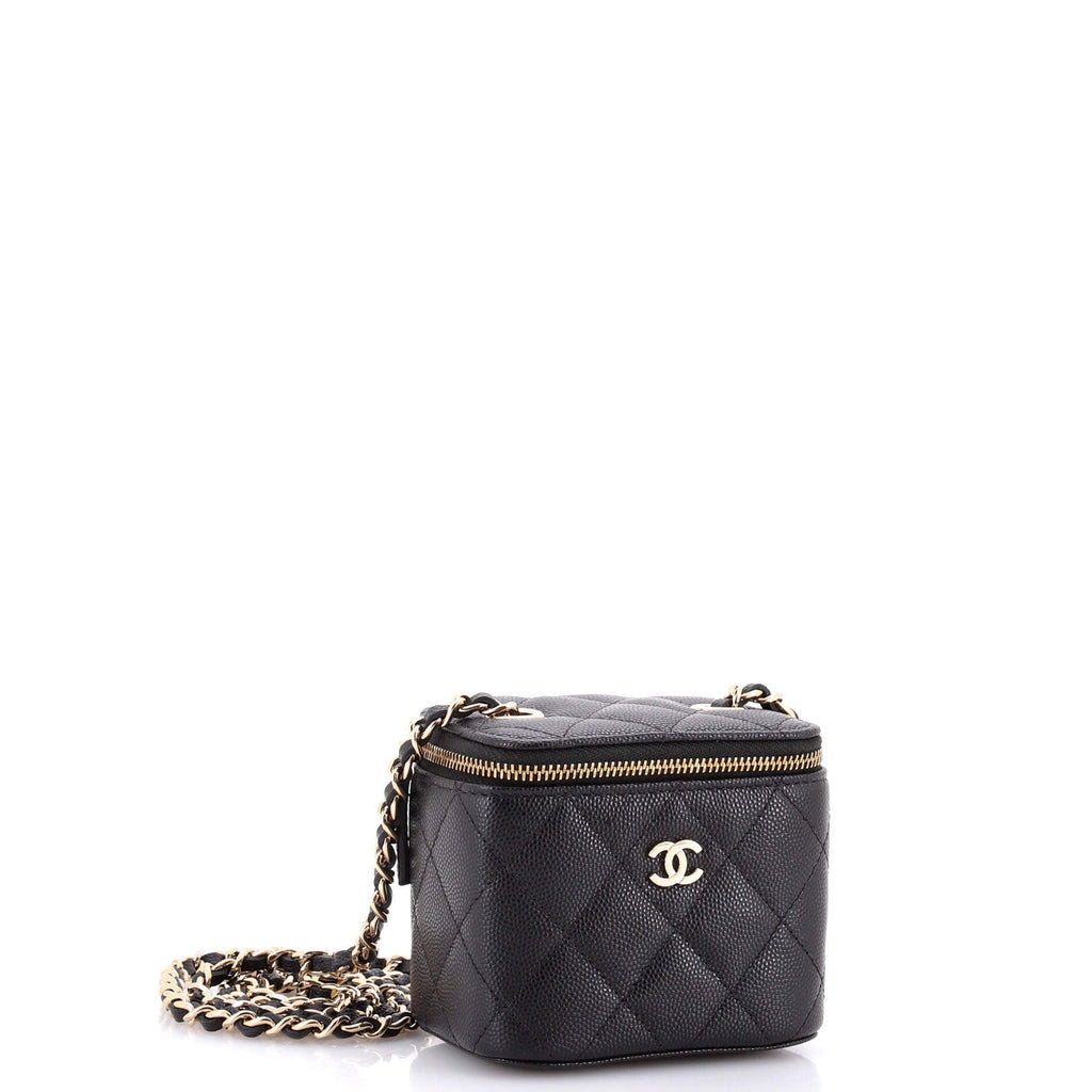 Classic Vanity Case with Chain Quilted Caviar Mini