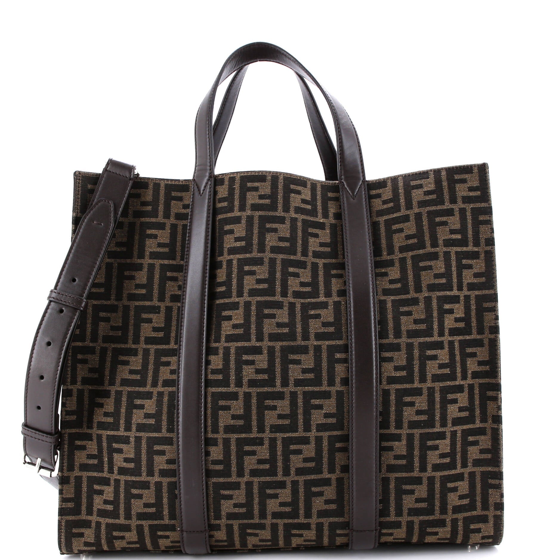 Convertible Open Tote Zucca Jacquard Fabric and Leather Large