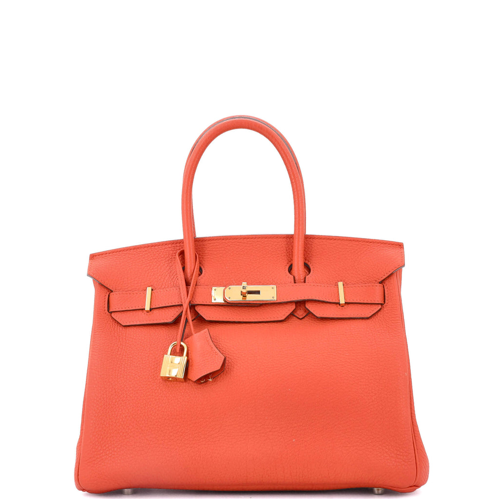 Birkin Handbag Orange Poppy Togo with Gold Hardware 30