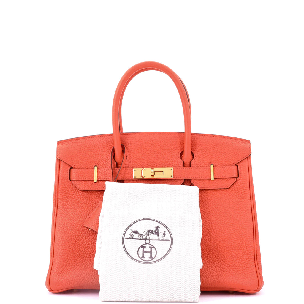 Birkin Handbag Orange Poppy Togo with Gold Hardware 30