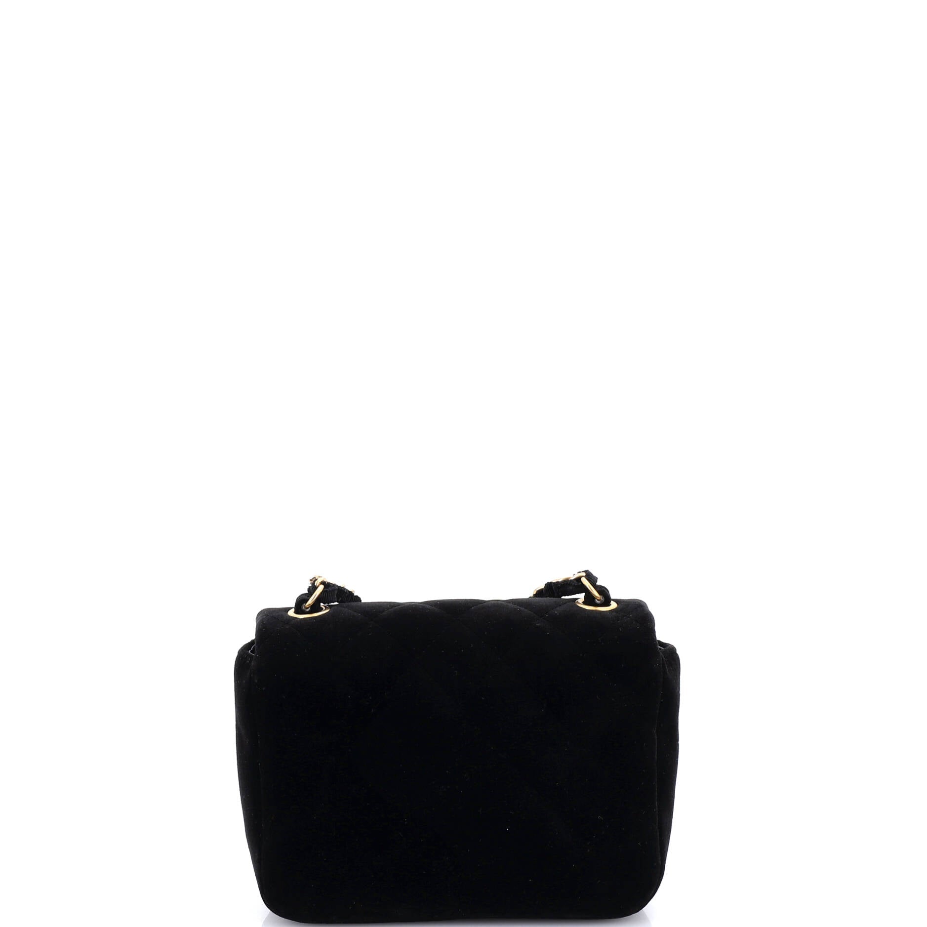 Crystal CC Full Flap Bag Quilted Velvet Mini