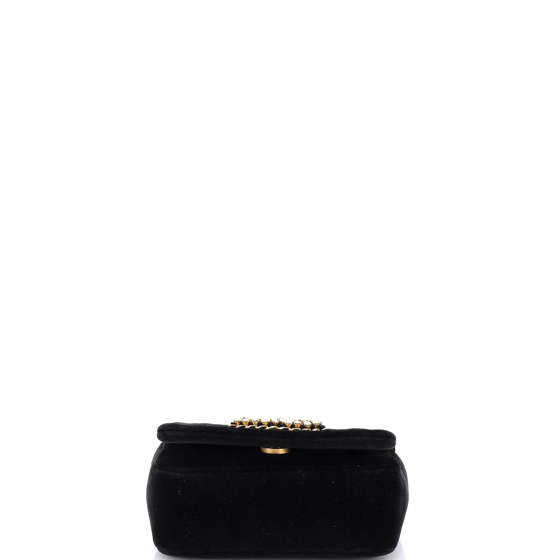 Crystal CC Full Flap Bag Quilted Velvet Mini