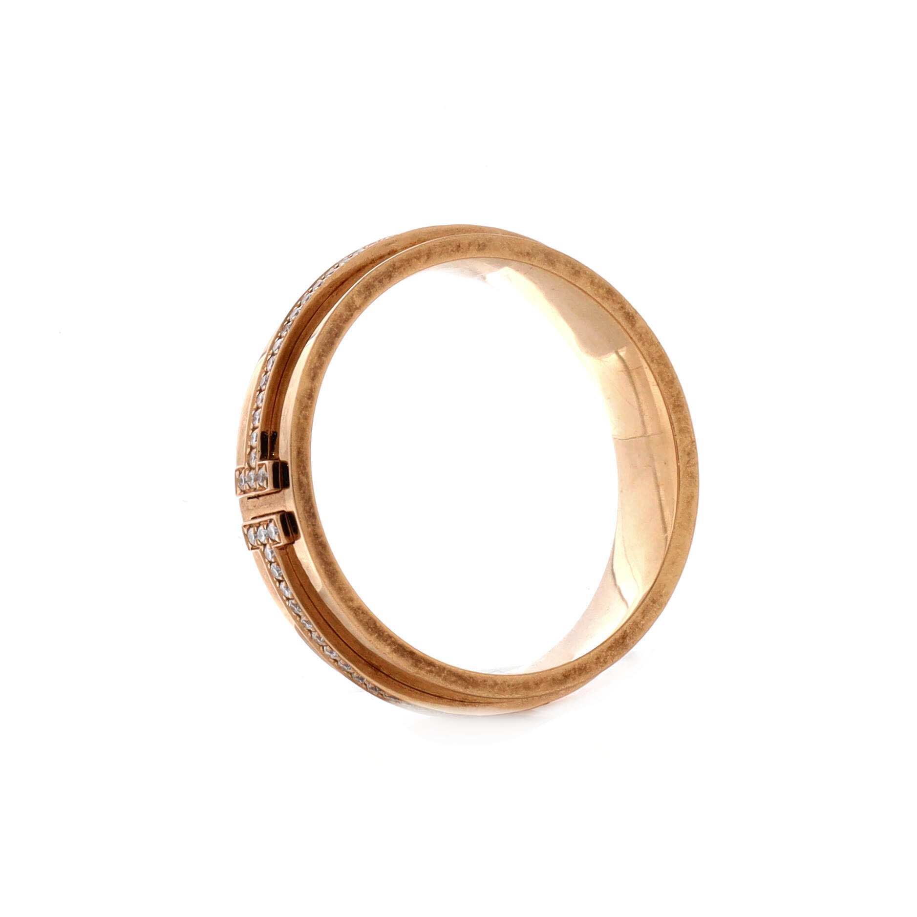 Tiffany T Ring 18K Rose Gold with Diamonds Wide