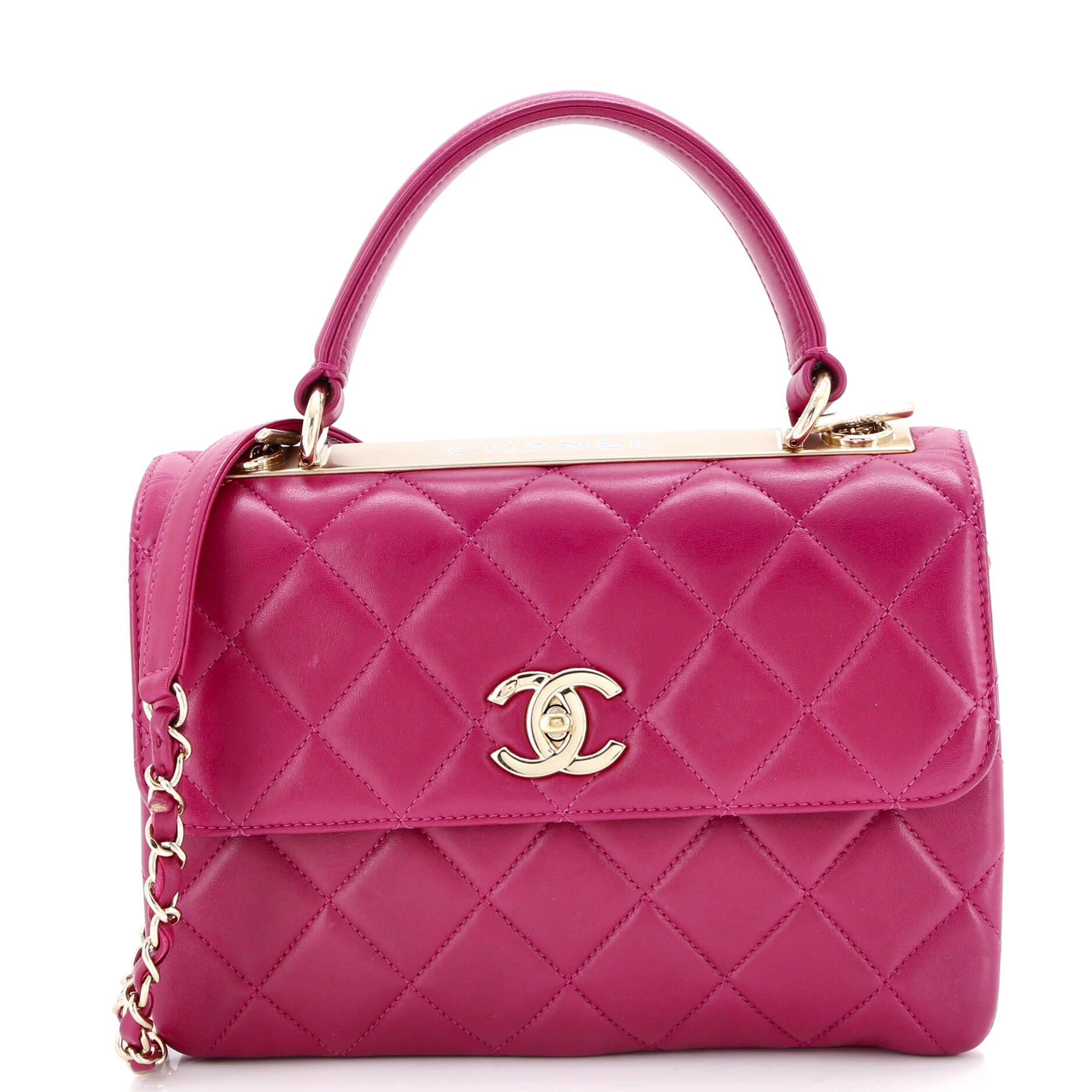 Trendy CC Top Handle Bag Quilted Lambskin Small