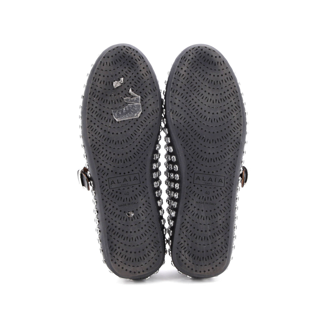 Women's Buckle Ballerina Flats Leather with Crystals