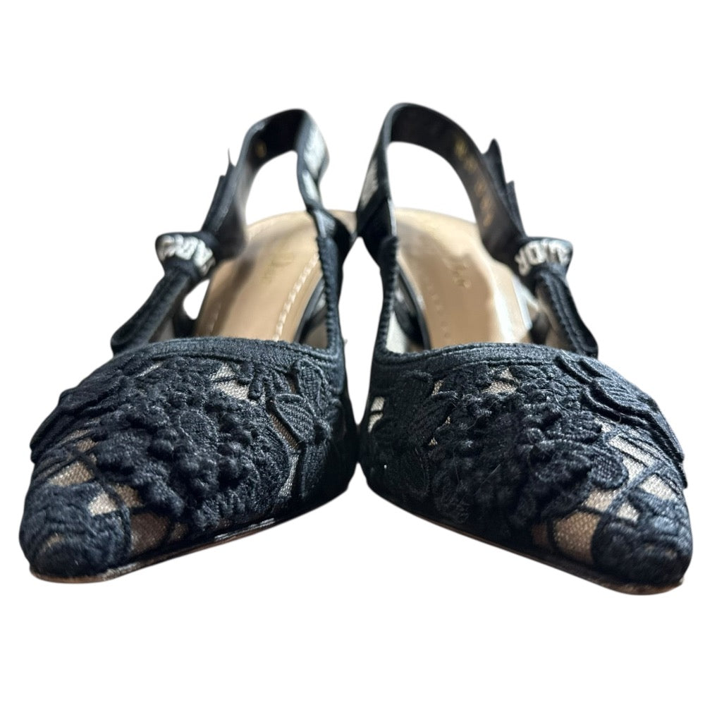 Christian Dior Flower Lace Slingback Pumps
