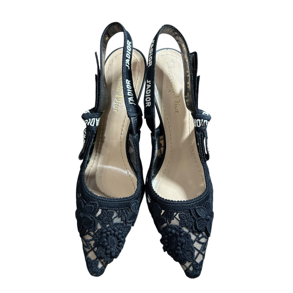 Christian Dior Flower Lace Slingback Pumps