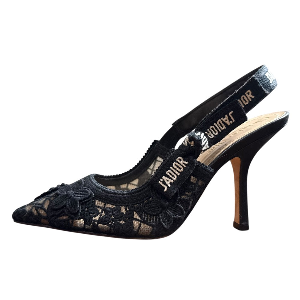 Christian Dior Flower Lace Slingback Pumps