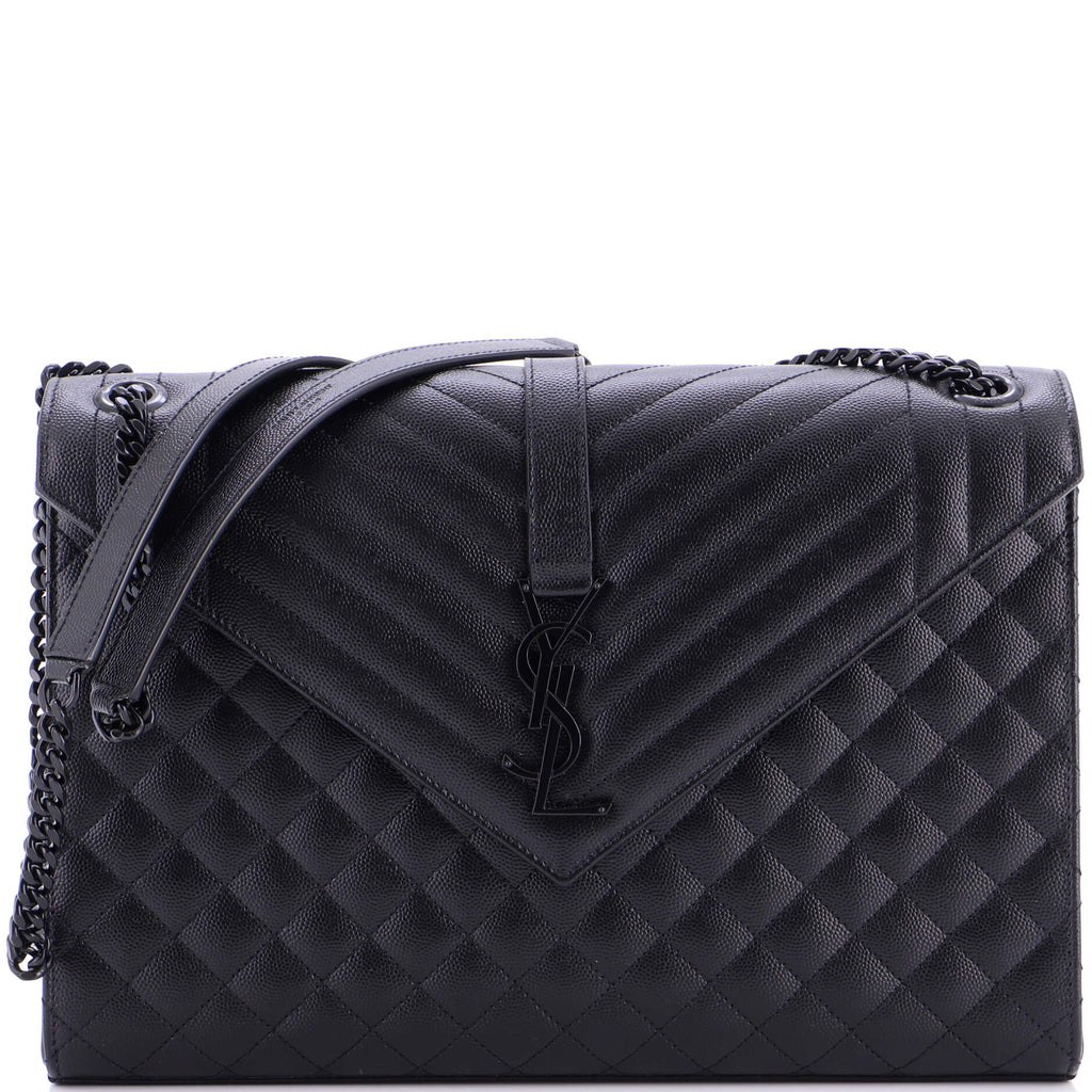 Classic Monogram Envelope Satchel Mixed Matelasse Leather Large