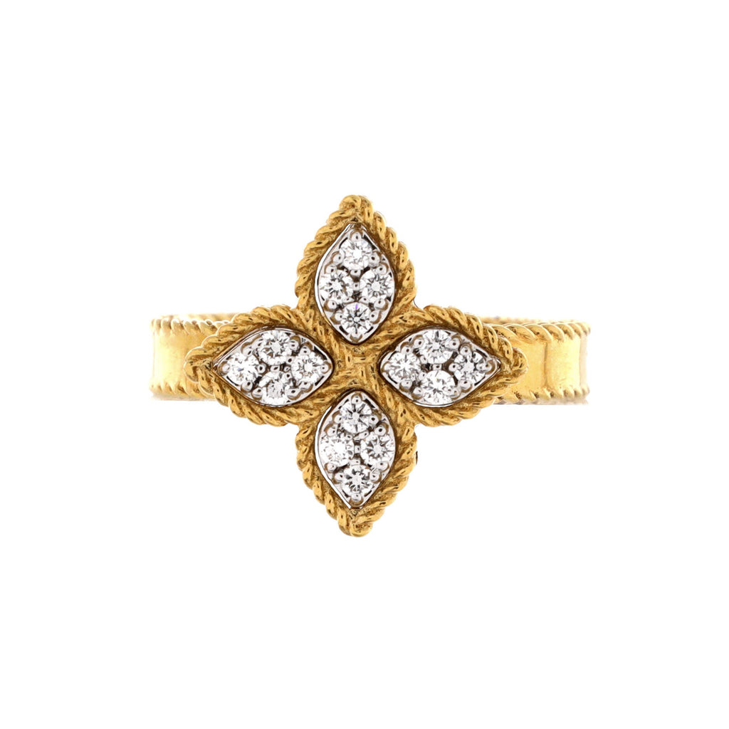 Princess Flower Ring 18K Yellow Gold and 18K White Gold with Diamonds