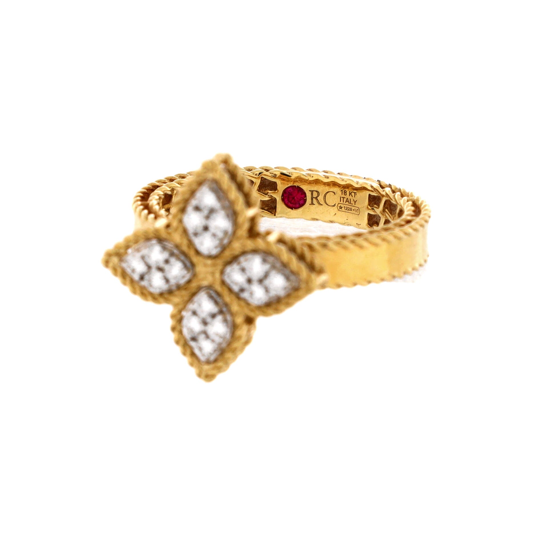 Princess Flower Ring 18K Yellow Gold and 18K White Gold with Diamonds
