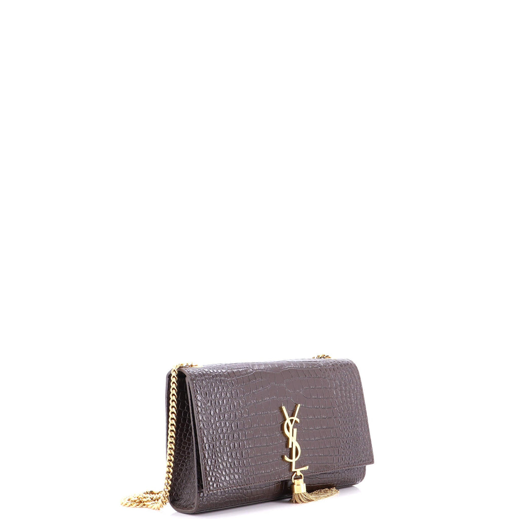 Classic Monogram Tassel Crossbody Bag Crocodile Embossed Leather Medium