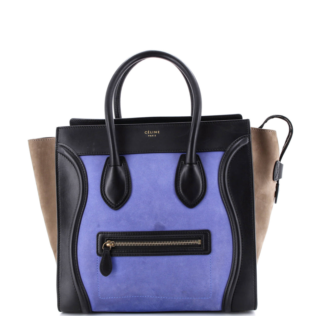Tricolor Luggage Bag Suede Mini
