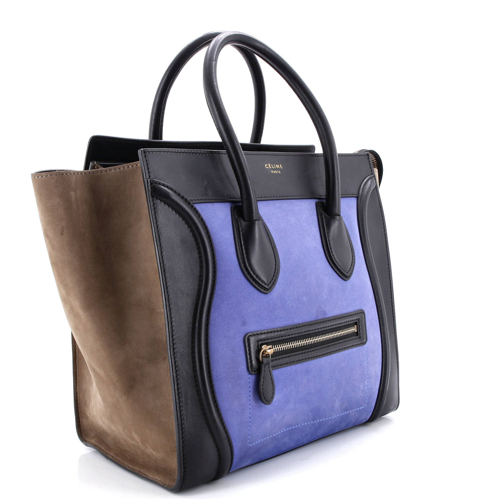 Tricolor Luggage Bag Suede Mini