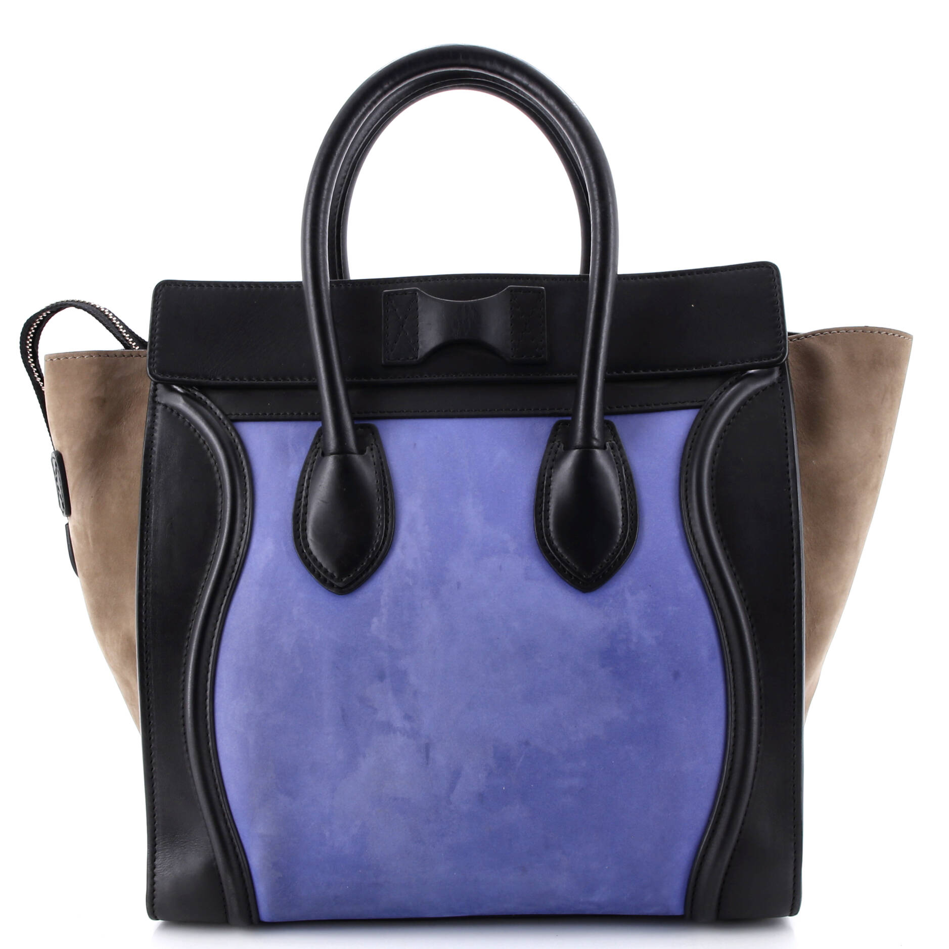 Tricolor Luggage Bag Suede Mini