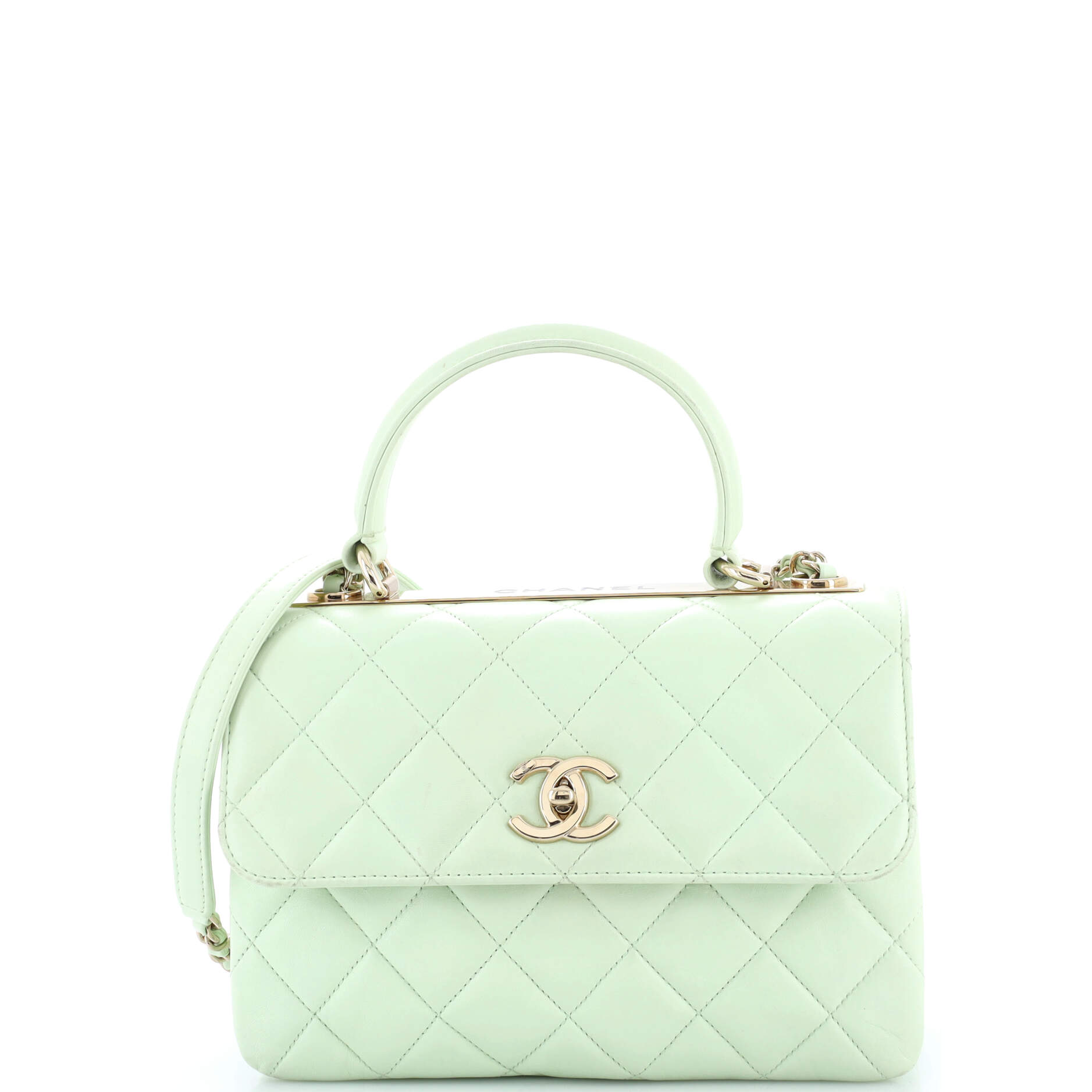 Trendy CC Top Handle Bag Quilted Lambskin Small