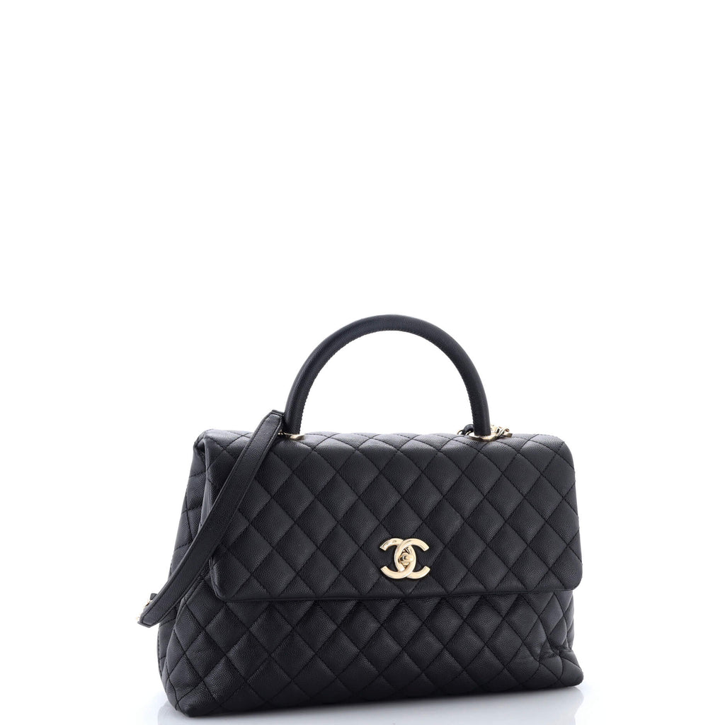 Coco Top Handle Bag Quilted Caviar Medium