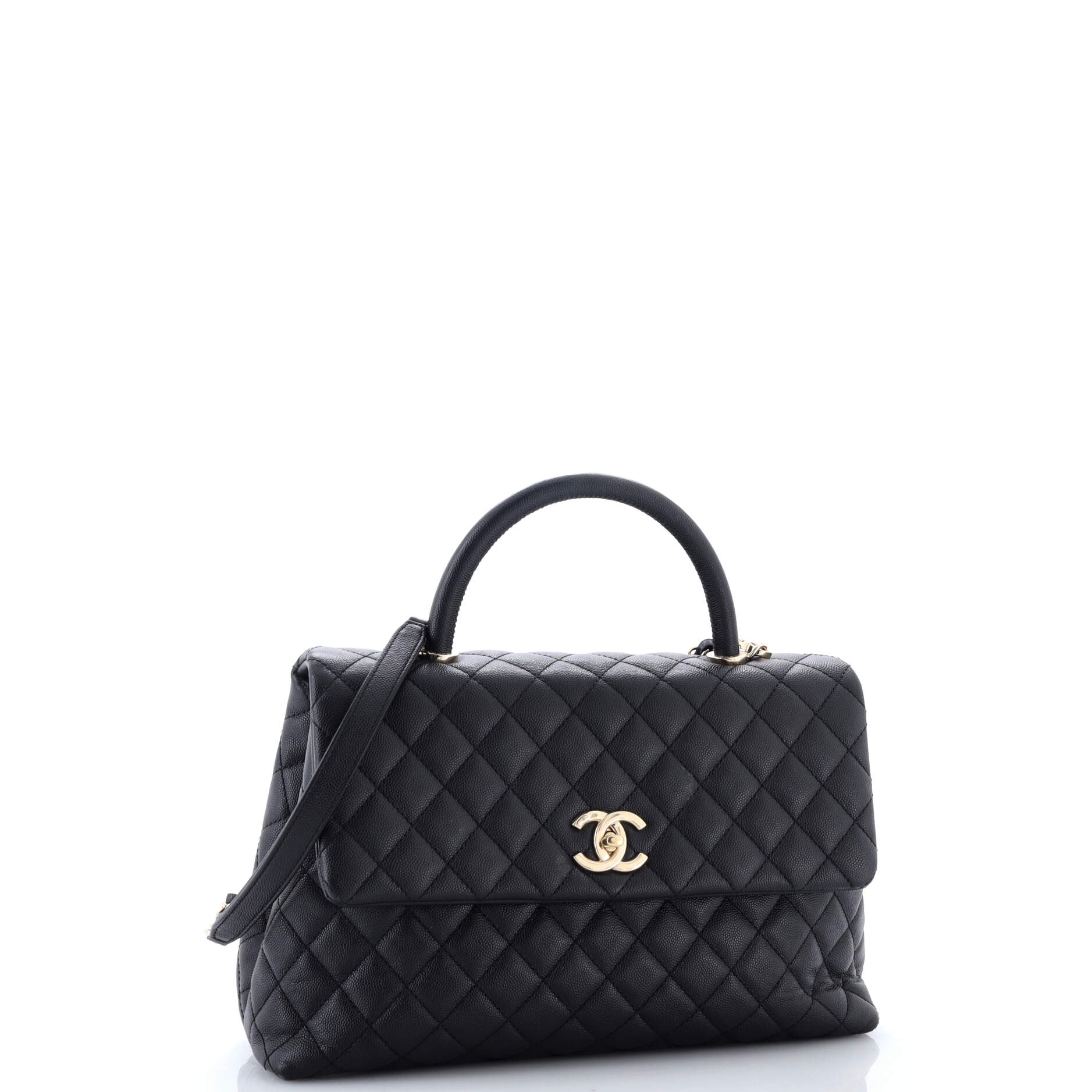 Coco Top Handle Bag Quilted Caviar Medium