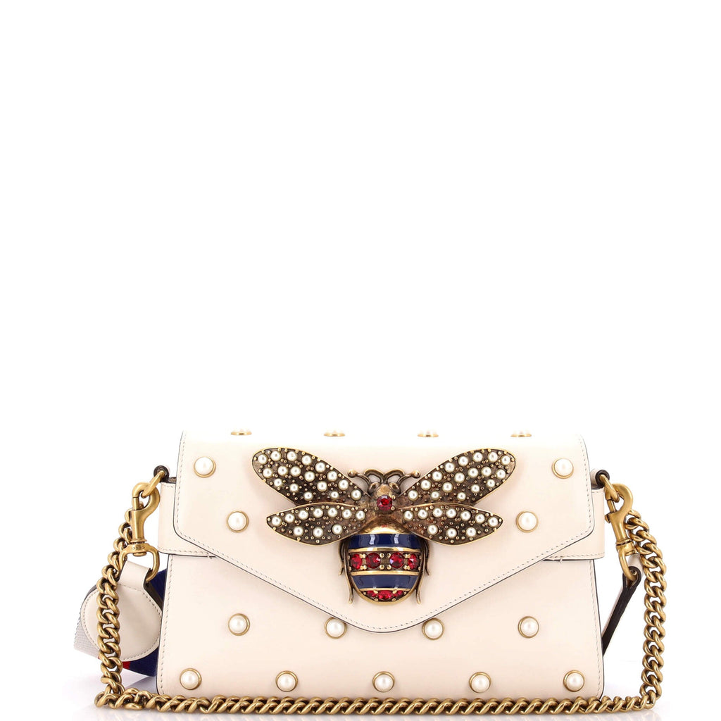 Broadway Pearly Bee Shoulder Bag Embellished Leather Mini