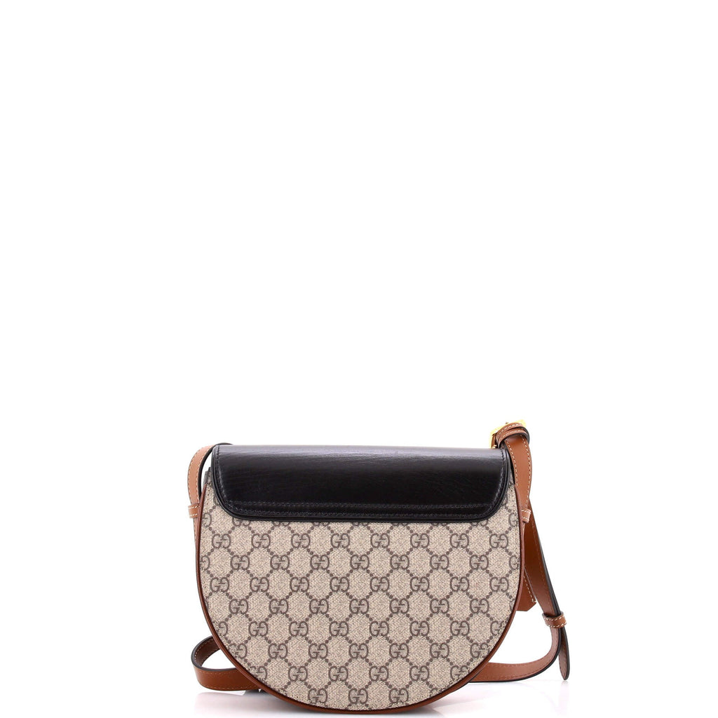 Padlock Saddle Shoulder Bag GG Coated Canvas and Leather Small