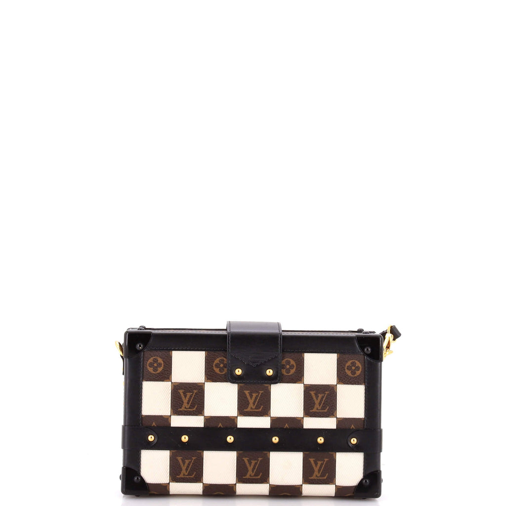 Petite Malle Handbag Damier Tressage Monogram Canvas and Leather