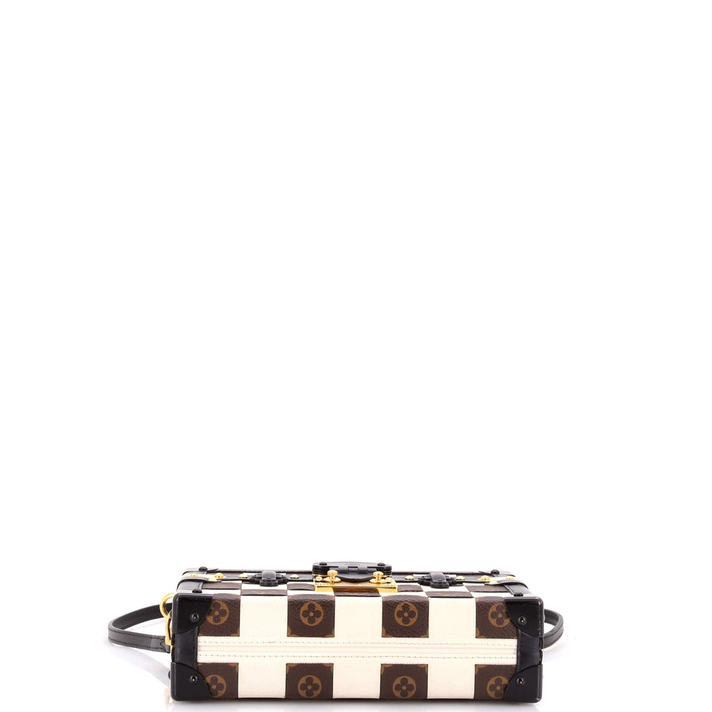 Petite Malle Handbag Damier Tressage Monogram Canvas and Leather