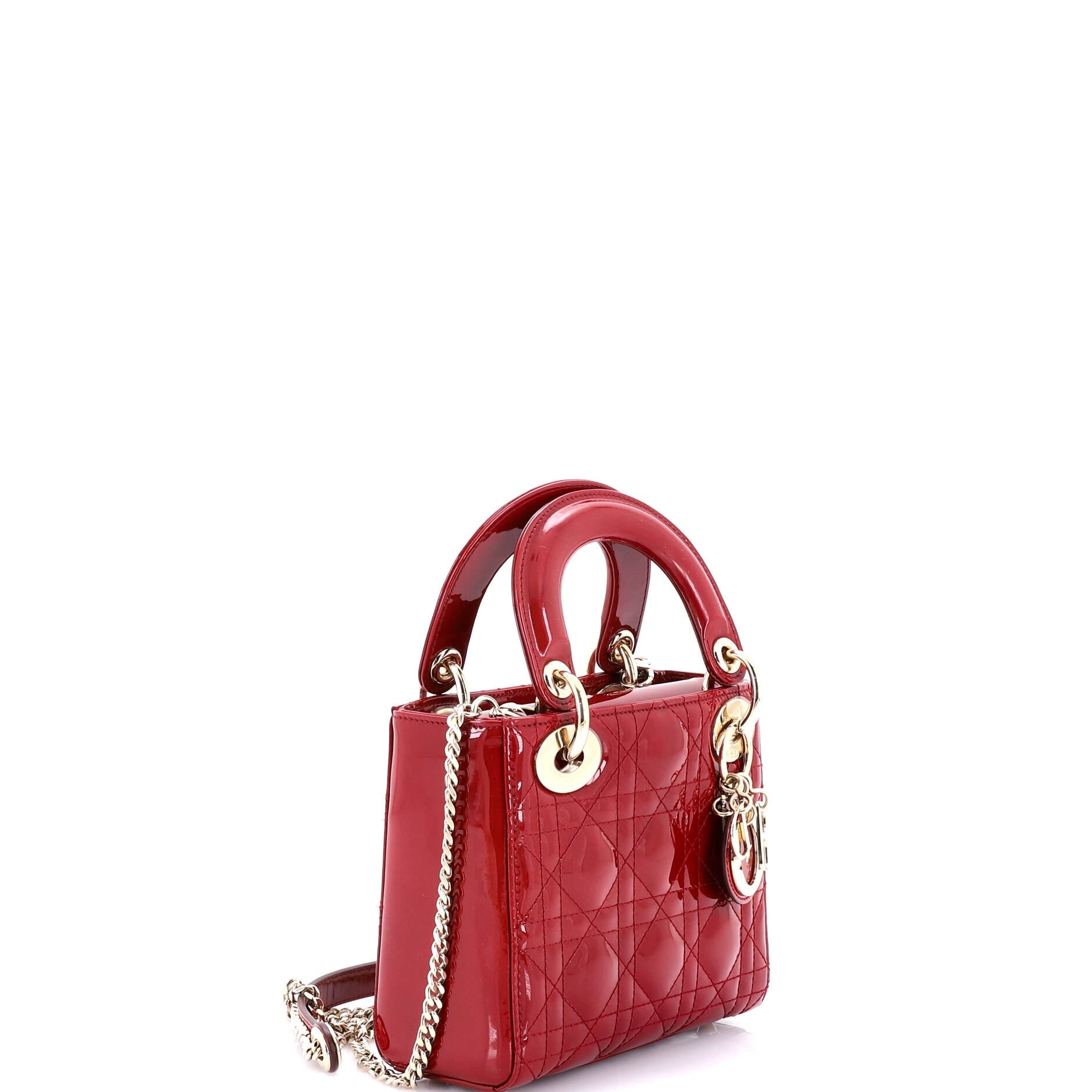 Lady Dior Chain Bag Cannage Quilt Patent Mini