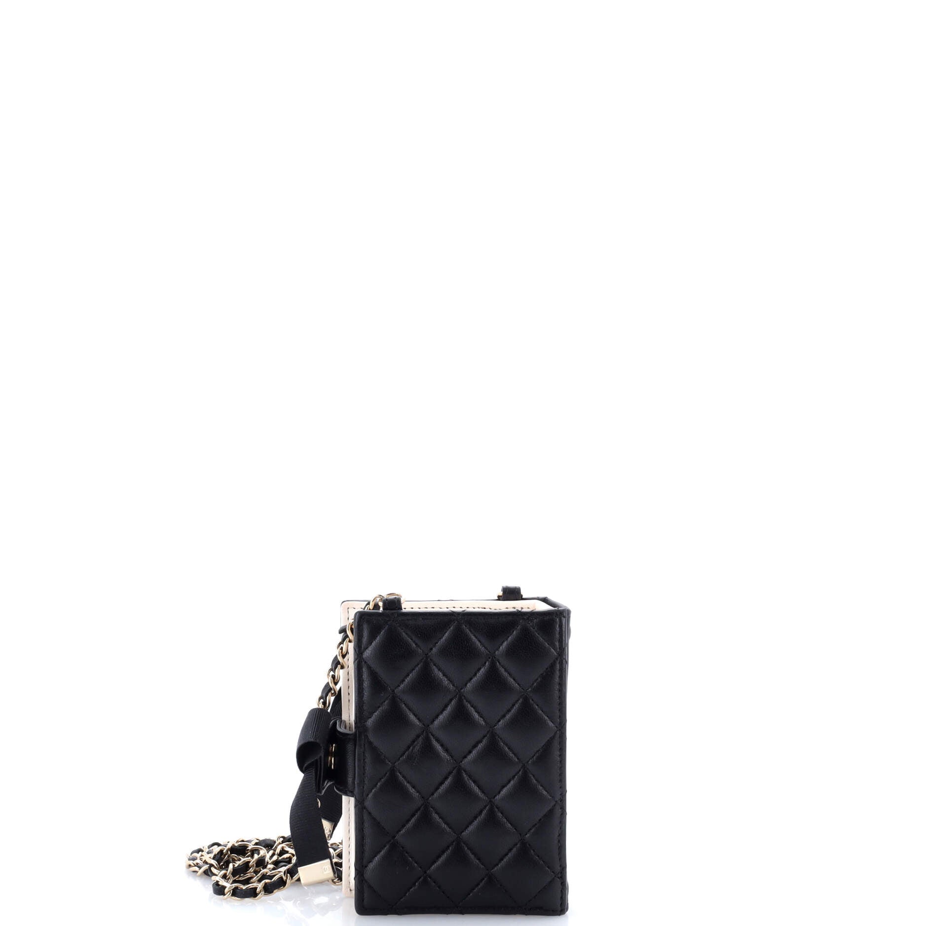 CC Book Card Holder with Chain Quilted Lambskin