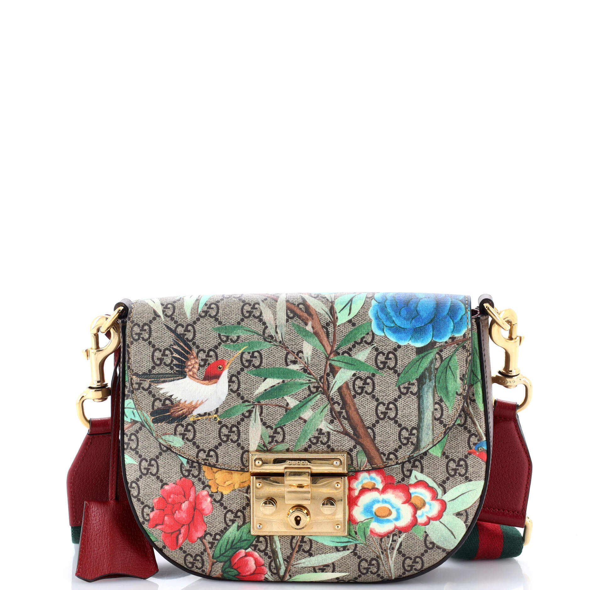 Padlock Saddle Shoulder Bag Tian Print GG Coated Canvas Medium
